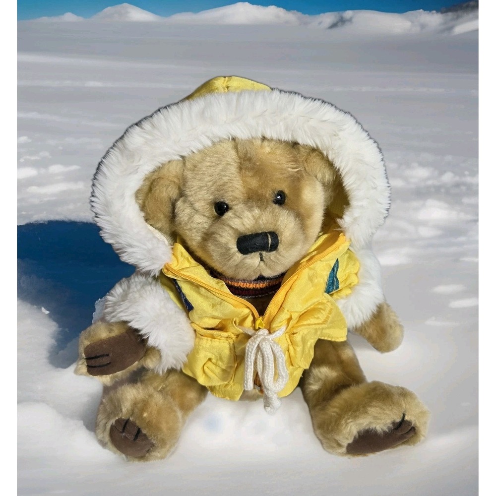 VTG Iceberg Augie Talking Arctic‎ Teddy Bear Plush Jointed Yellow Parka Works